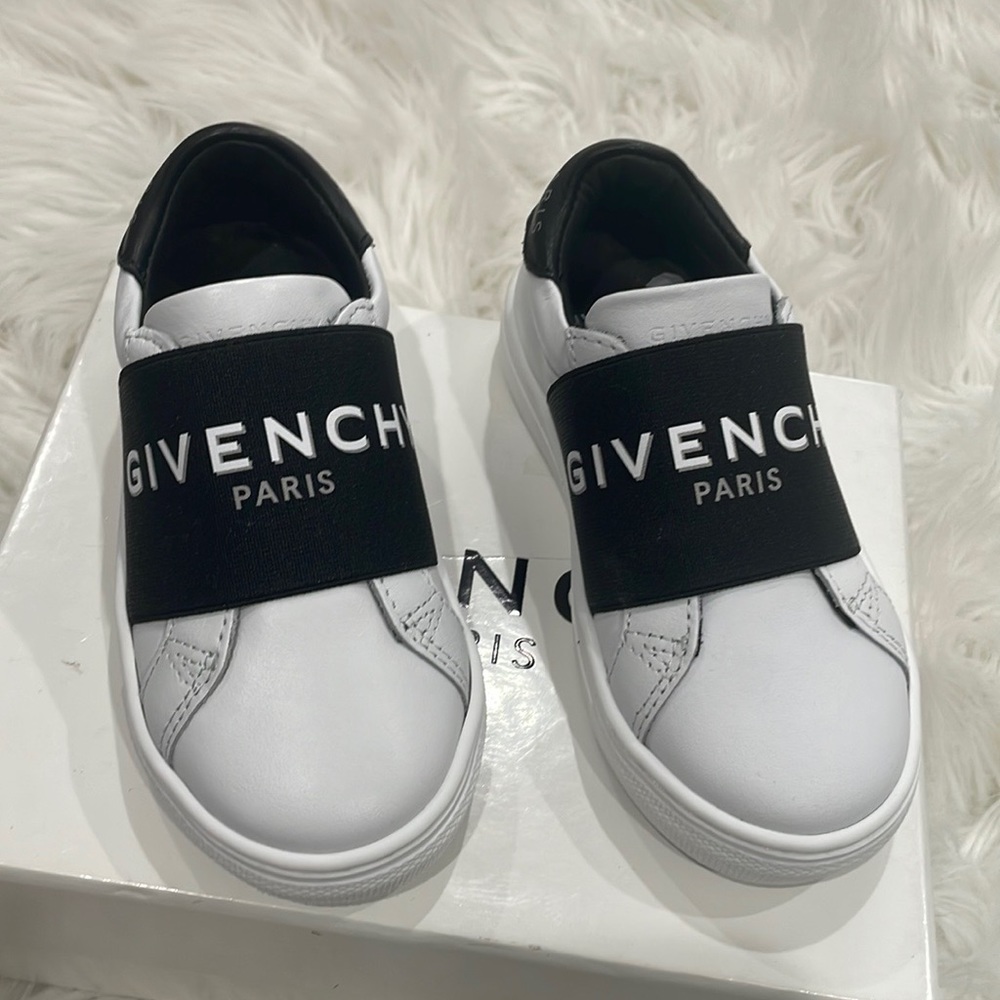 Givenchy Kids White and Black Slip-On Sneakers